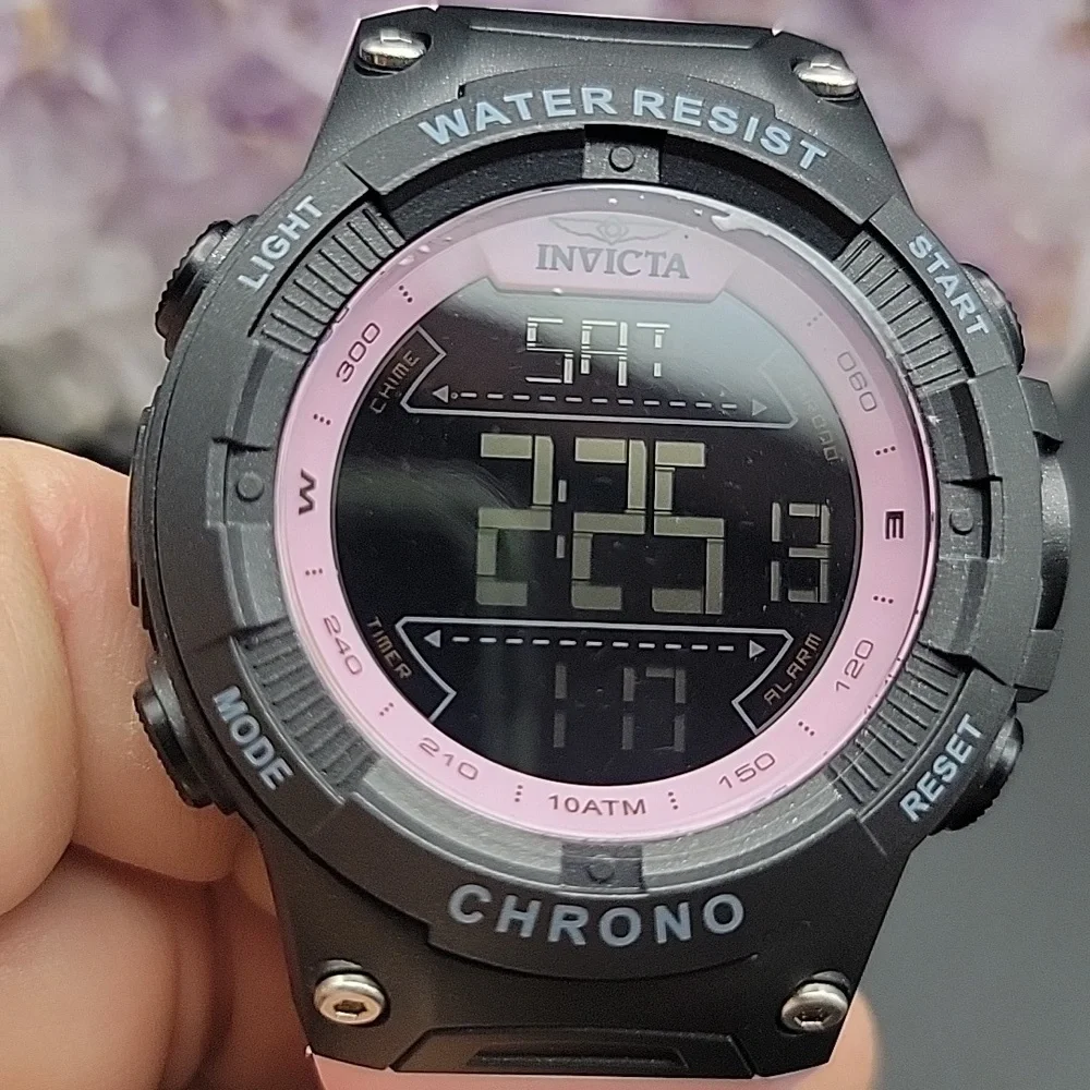 48051 Invicta Racing Burnout Digital Pink Black Men's Chronograph Watch - 52mm